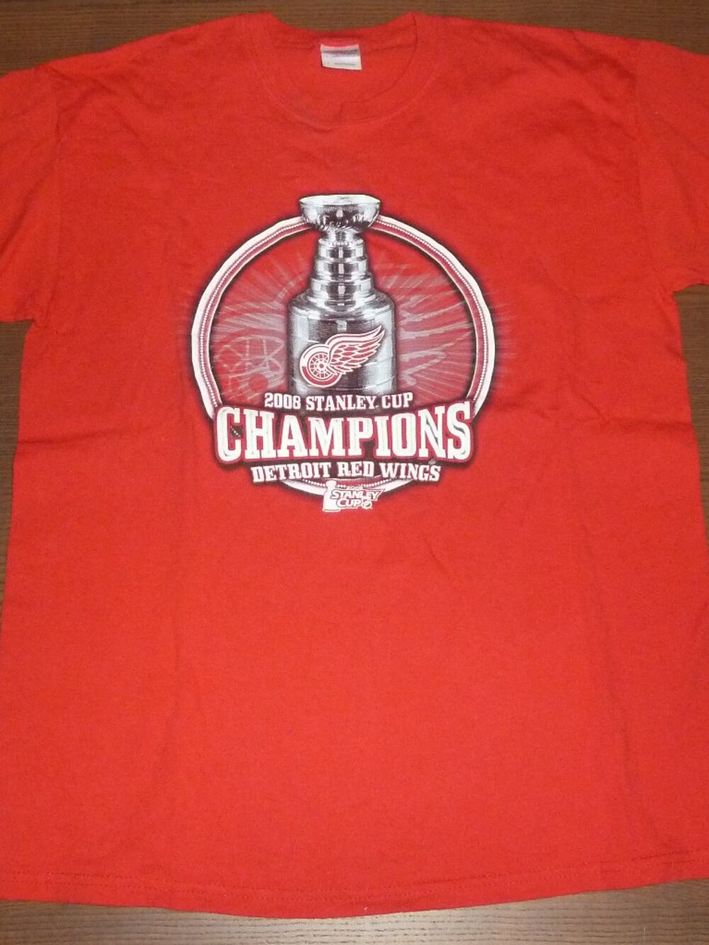 Detroit Red Wings 2008 Stanley Cup Champions Gildan T-Shirt Size Large